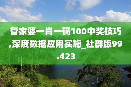 管家婆一肖一碼100中獎(jiǎng)技巧,深度數(shù)據(jù)應(yīng)用實(shí)施_社群版99.423