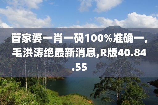 管家婆一肖一碼100%準確一,毛洪濤絕最新消息,R版40.84.55