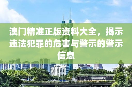 澳門精準正版資料大全，揭示違法犯罪的危害與警示的警示信息