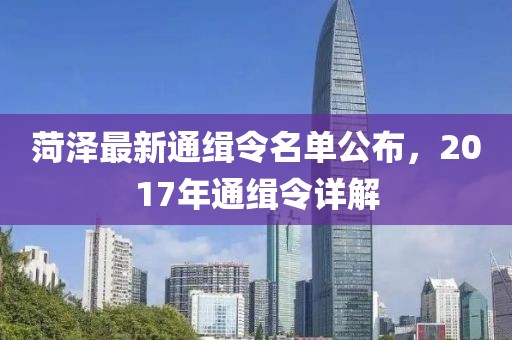 菏澤最新通緝令名單公布,2017年通緝令詳解