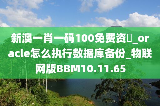 新澳一肖一碼100免費資枓_oracle怎么執行數據庫備份_物聯網版BBM10.11.65