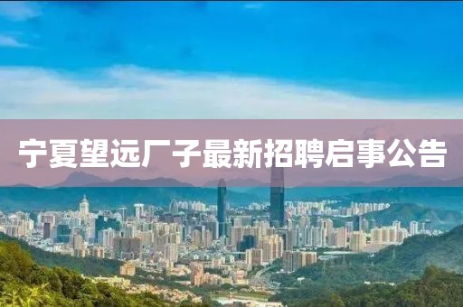 寧夏望遠(yuǎn)廠子最新招聘啟事公告