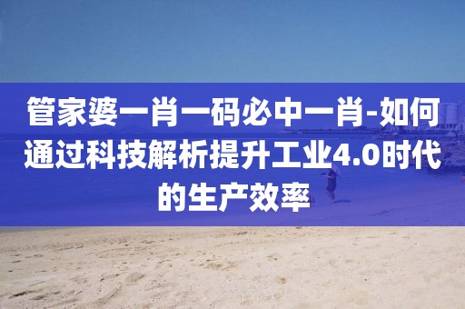 管家婆一肖一碼必中一肖-如何通過科技解析提升工業(yè)4.0時代的生產(chǎn)效率