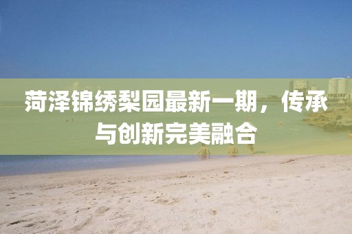 菏澤錦繡梨園最新一期，傳承與創(chuàng)新完美融合