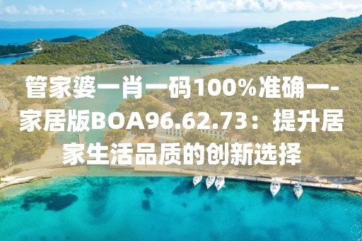 管家婆一肖一碼100%準(zhǔn)確一-家居版BOA96.62.73：提升居家生活品質(zhì)的創(chuàng)新選擇