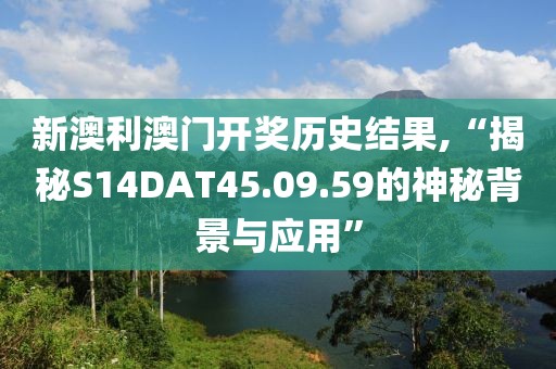 新澳利澳門開獎歷史結果,“揭秘S14DAT45.09.59的神秘背景與應用”