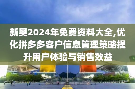 新奧2024年免費資料大全,優化拼多多客戶信息管理策略提升用戶體驗與銷售效益