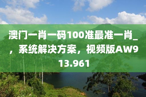 澳門一肖一碼100準最準一肖_，系統解決方案，視頻版AW913.961
