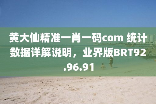 黃大仙精準(zhǔn)一肖一碼com 統(tǒng)計(jì)數(shù)據(jù)詳解說明，業(yè)界版BRT92.96.91