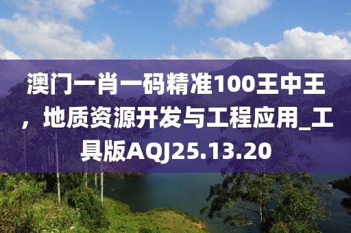 澳門一肖一碼精準100王中王，地質資源開發與工程應用_工具版AQJ25.13.20