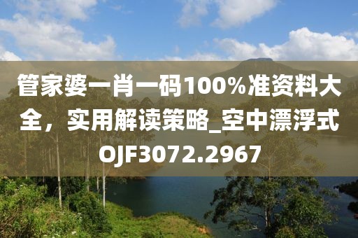 管家婆一肖一碼100%準資料大全,實用解讀策略_空中漂浮式OJF3072.2967