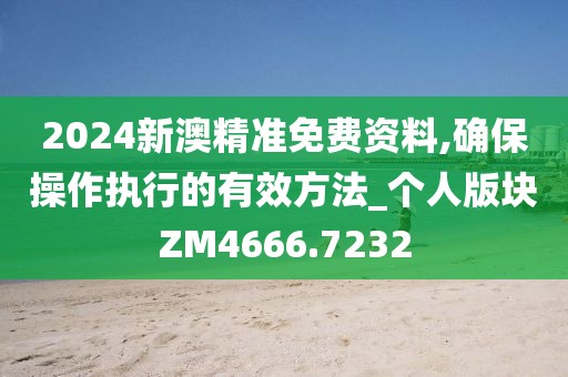 2024新澳精準免費資料,確保操作執行的有效方法_個人版塊ZM4666.7232