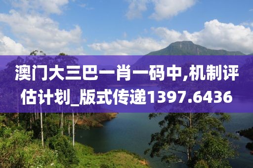 澳門大三巴一肖一碼中,機制評估計劃_版式傳遞1397.6436