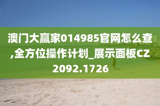 澳門大贏家014985官網怎么查,全方位操作計劃_展示面板CZ2092.1726