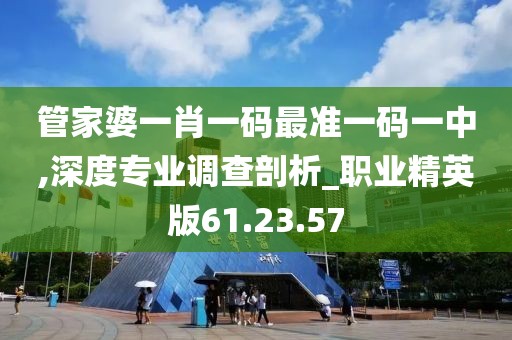 管家婆一肖一碼最準一碼一中,深度專業調查剖析_職業精英版61.23.57