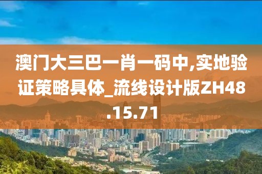 澳門大三巴一肖一碼中,實地驗證策略具體_流線設計版ZH48.15.71