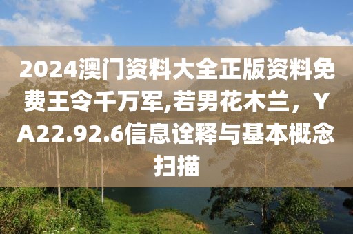 2024澳門資料大全正版資料免費王令千萬軍,若男花木蘭，YA22.92.6信息詮釋與基本概念掃描