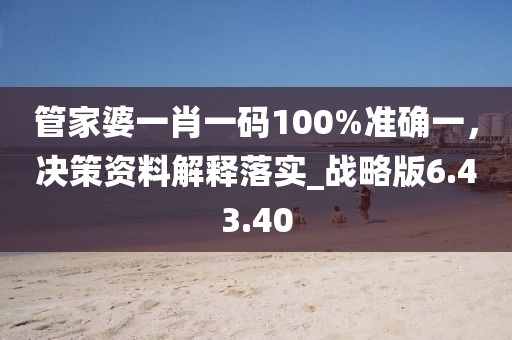 管家婆一肖一碼100%準確一,決策資料解釋落實_戰略版6.43.40