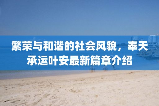 繁榮與和諧的社會風貌，奉天承運葉安最新篇章介紹