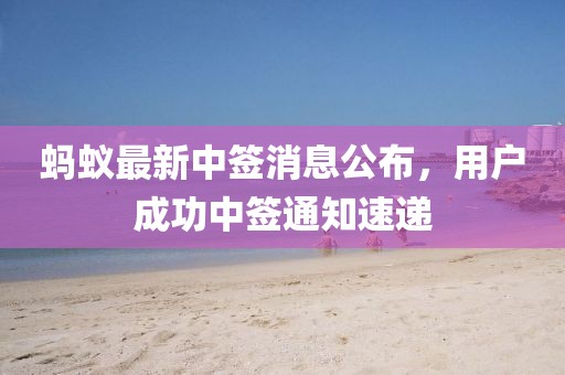 螞蟻最新中簽消息公布，用戶成功中簽通知速遞