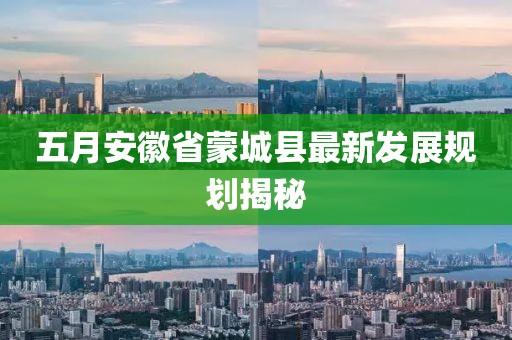 五月安徽省蒙城縣最新發展規劃揭秘