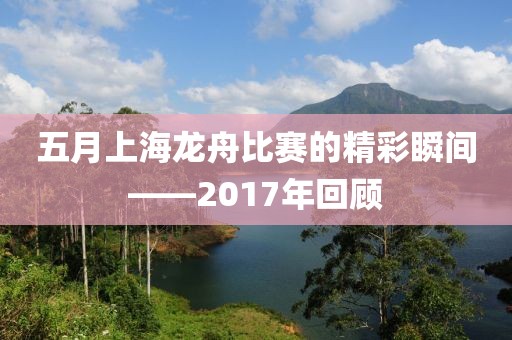五月上海龍舟比賽的精彩瞬間——2017年回顧