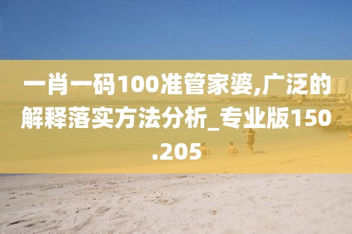 一肖一碼100準管家婆,廣泛的解釋落實方法分析_專業版150.205