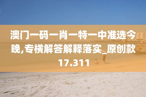 澳門一碼一肖一特一中準(zhǔn)選今晚,專橫解答解釋落實(shí)_原創(chuàng)款17.311